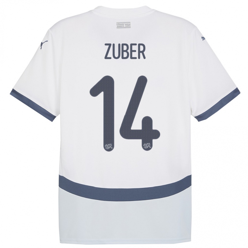 Men Football Switzerland Steven Zuber #14 White Away Jersey 24-26 T-Shirt