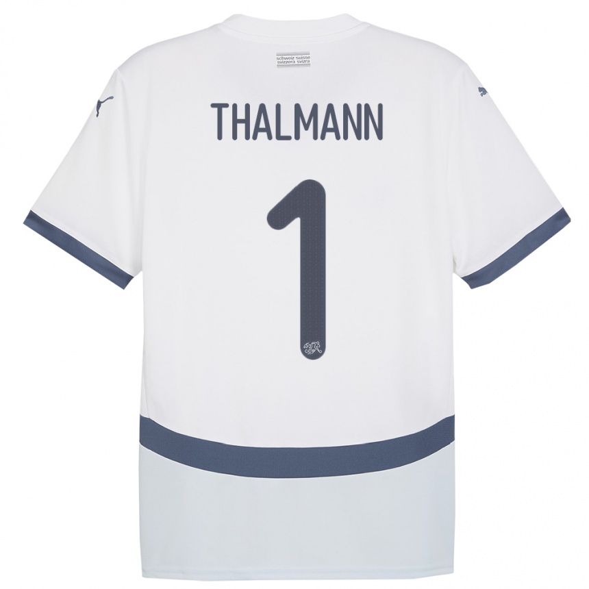 Men Football Switzerland Gaelle Thalmann #1 White Away Jersey 24-26 T-Shirt