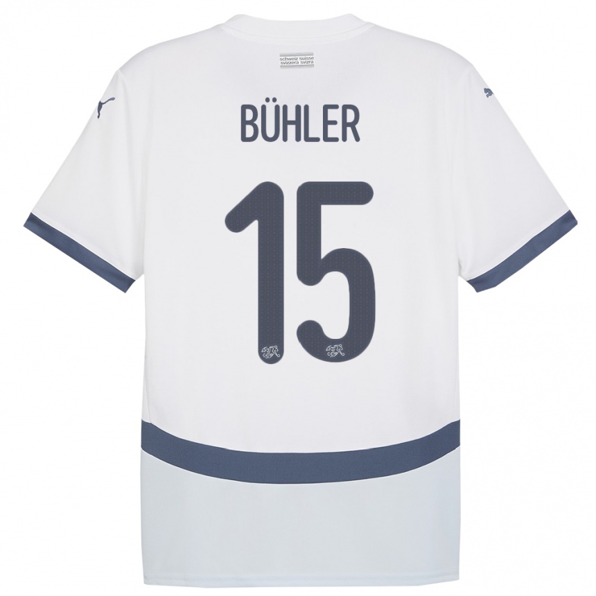 Men Football Switzerland Luana Buhler #15 White Away Jersey 24-26 T-Shirt