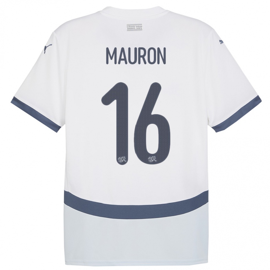 Men Football Switzerland Sandrine Mauron #16 White Away Jersey 24-26 T-Shirt