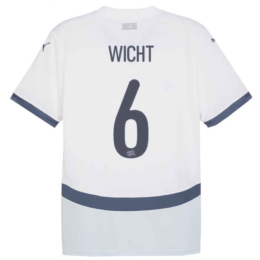 Men Football Switzerland Nathan Wicht #6 White Away Jersey 24-26 T-Shirt