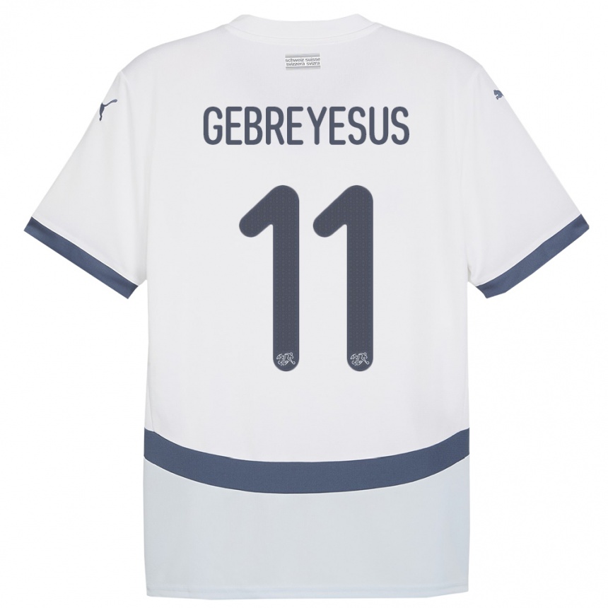 Men Football Switzerland Esey Gebreyesus #11 White Away Jersey 24-26 T-Shirt