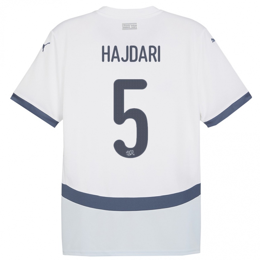 Men Football Switzerland Albian Hajdari #5 White Away Jersey 24-26 T-Shirt