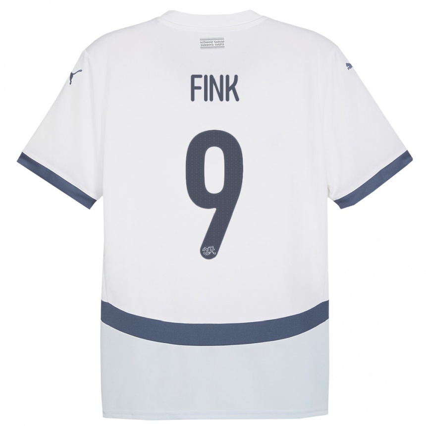 Men Football Switzerland Bradley Fink #9 White Away Jersey 24-26 T-Shirt