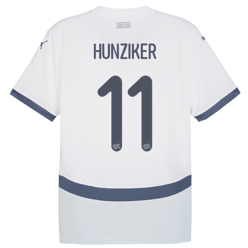 Men Football Switzerland Andrin Hunziker #11 White Away Jersey 24-26 T-Shirt