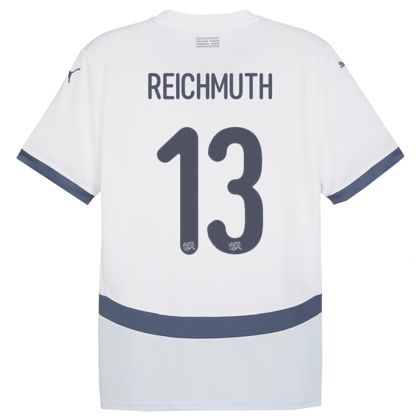 Men Football Switzerland Miguel Reichmuth #13 White Away Jersey 24-26 T-Shirt