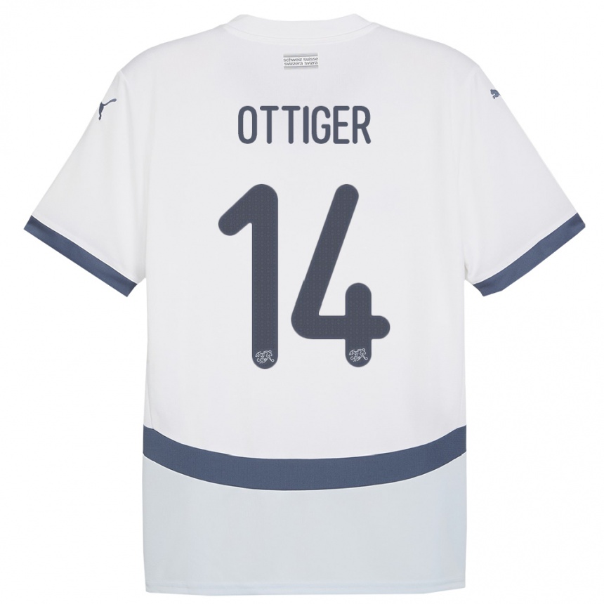 Men Football Switzerland Severin Ottiger #14 White Away Jersey 24-26 T-Shirt