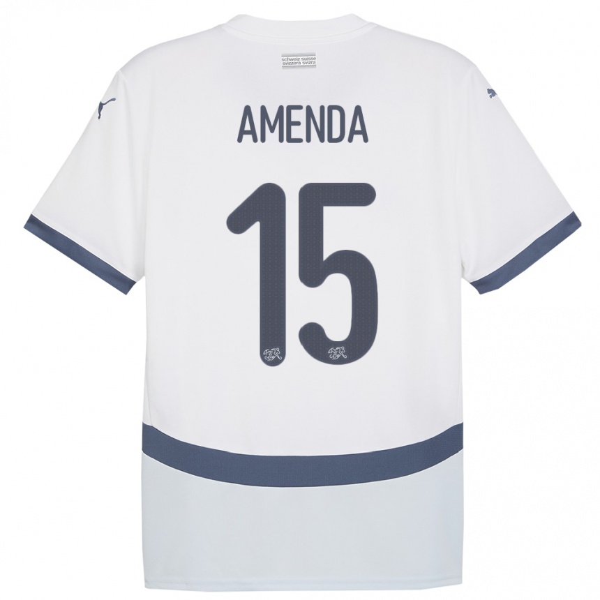 Men Football Switzerland Aurele Amenda #15 White Away Jersey 24-26 T-Shirt