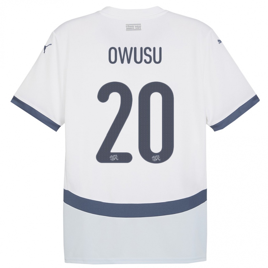 Men Football Switzerland Tyron Owusu #20 White Away Jersey 24-26 T-Shirt