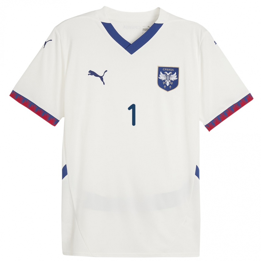 Men Football Serbia Milica Kostic #1 White Away Jersey 24-26 T-Shirt