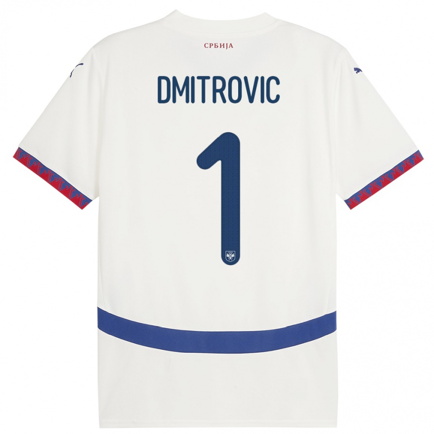 Men Football Serbia Marko Dmitrovic #1 White Away Jersey 24-26 T-Shirt