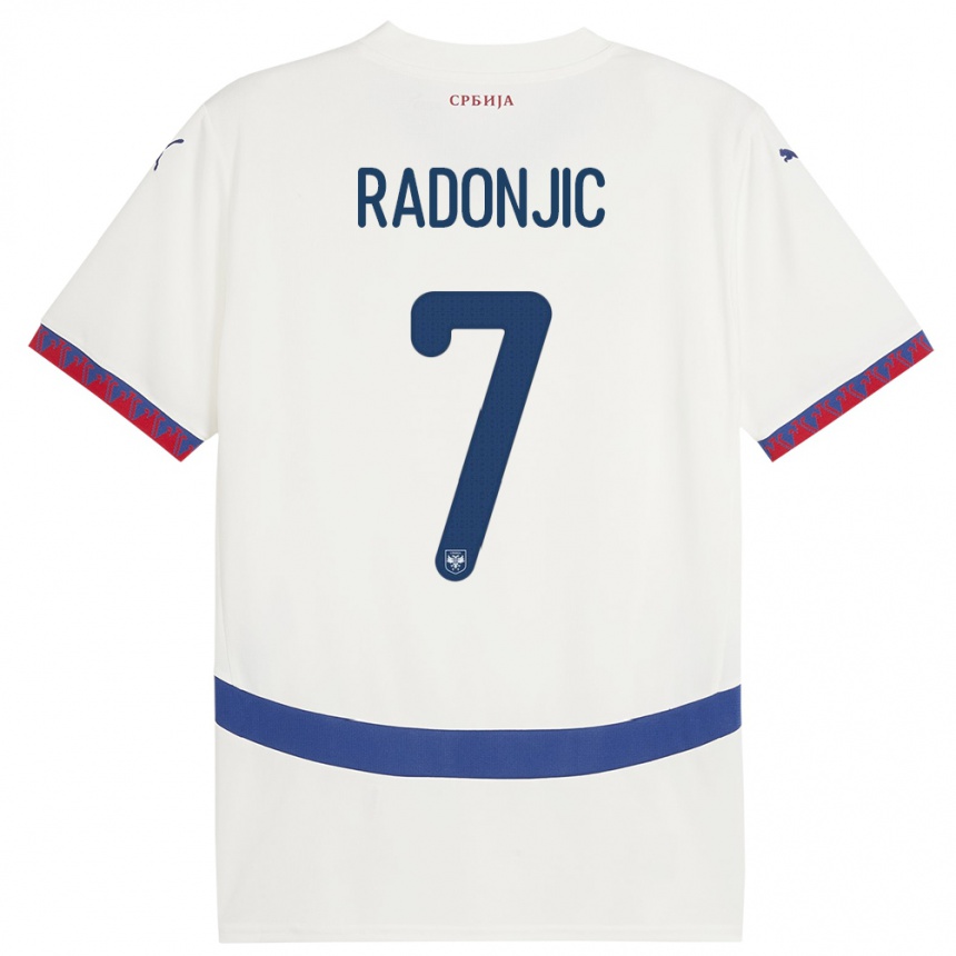 Men Football Serbia Nemanja Radonjic #7 White Away Jersey 24-26 T-Shirt