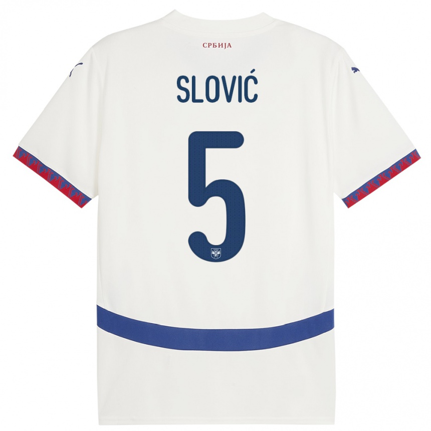 Men Football Serbia Violeta Slovic #5 White Away Jersey 24-26 T-Shirt