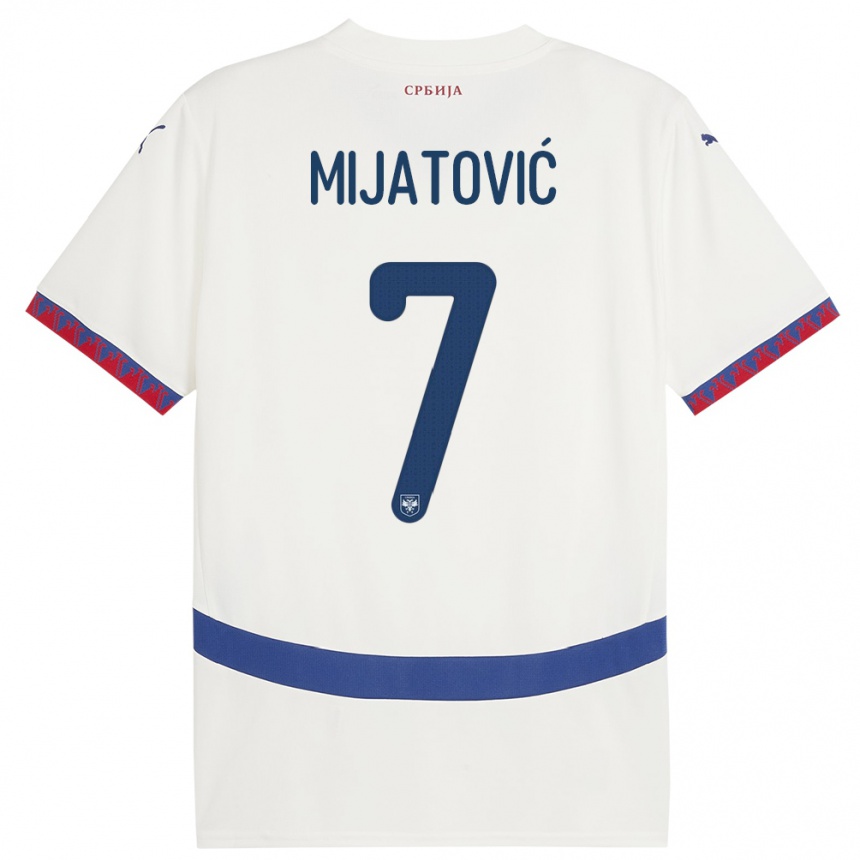 Men Football Serbia Milica Mijatovic #7 White Away Jersey 24-26 T-Shirt
