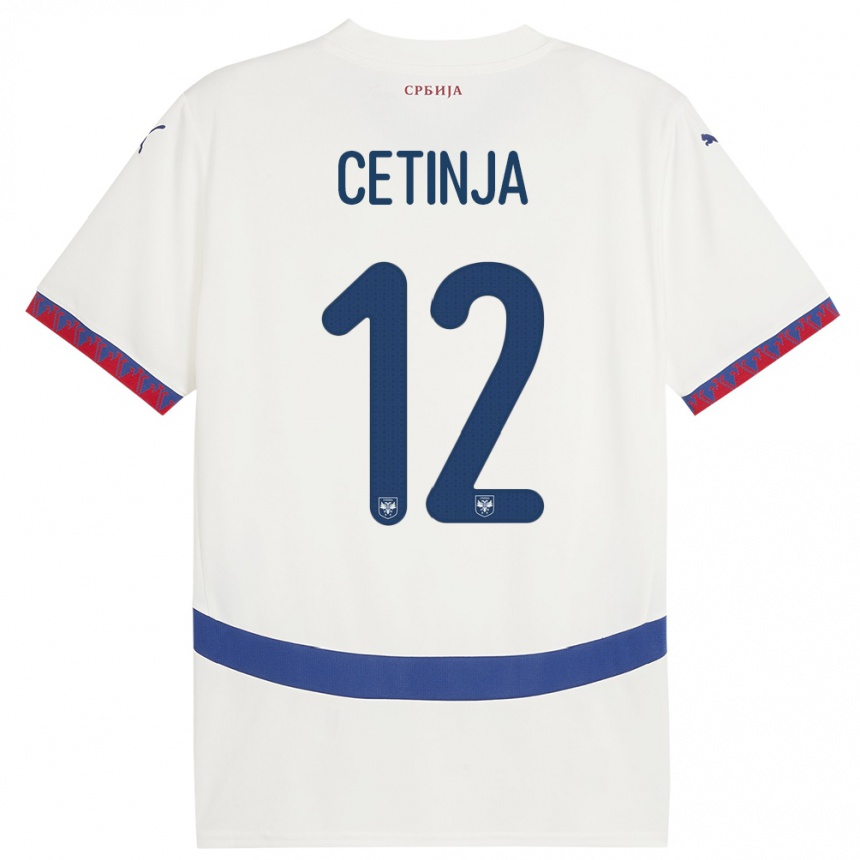 Men Football Serbia Sara Cetinja #12 White Away Jersey 24-26 T-Shirt