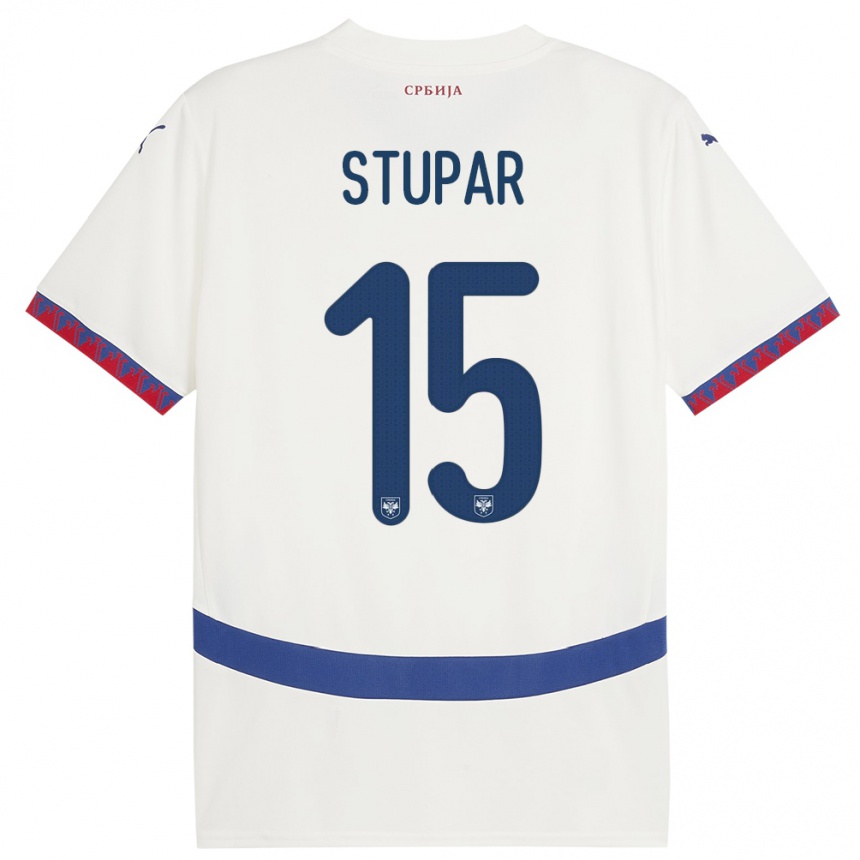 Men Football Serbia Zivana Stupar #15 White Away Jersey 24-26 T-Shirt
