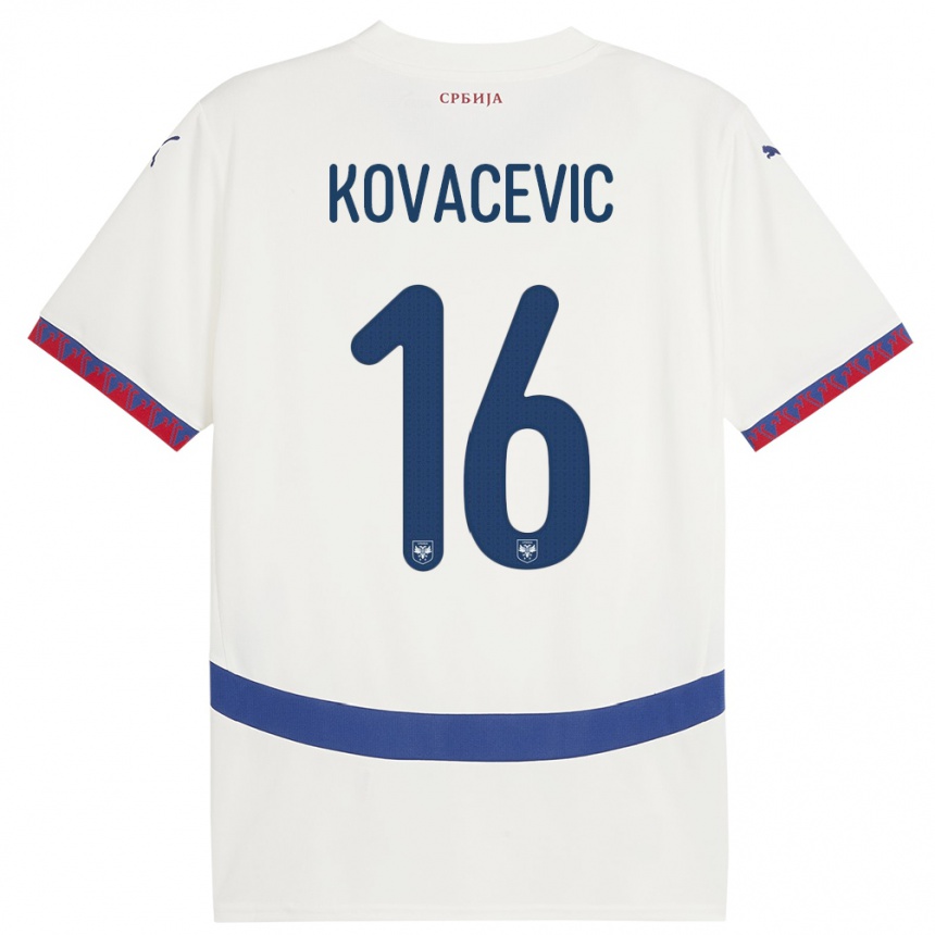 Men Football Serbia Bojan Kovacevic #16 White Away Jersey 24-26 T-Shirt