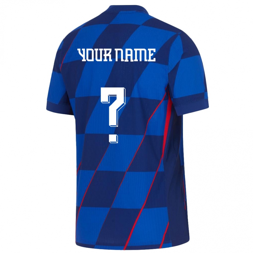 Men Football Croatia Your Name #0 Blue Away Jersey 24-26 T-Shirt