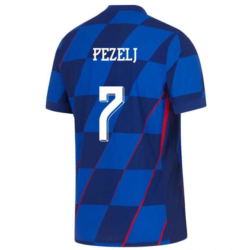 Men Football Croatia Petra Pezelj #7 Blue Away Jersey 24-26 T-Shirt