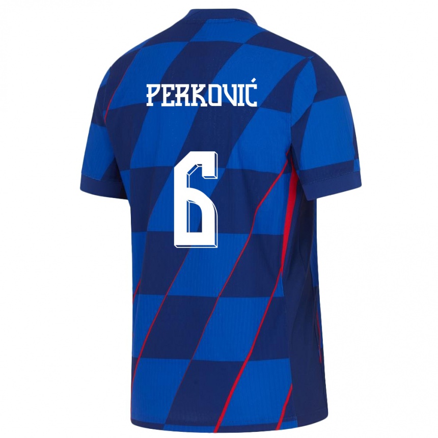 Men Football Croatia Mauro Perkovic #6 Blue Away Jersey 24-26 T-Shirt
