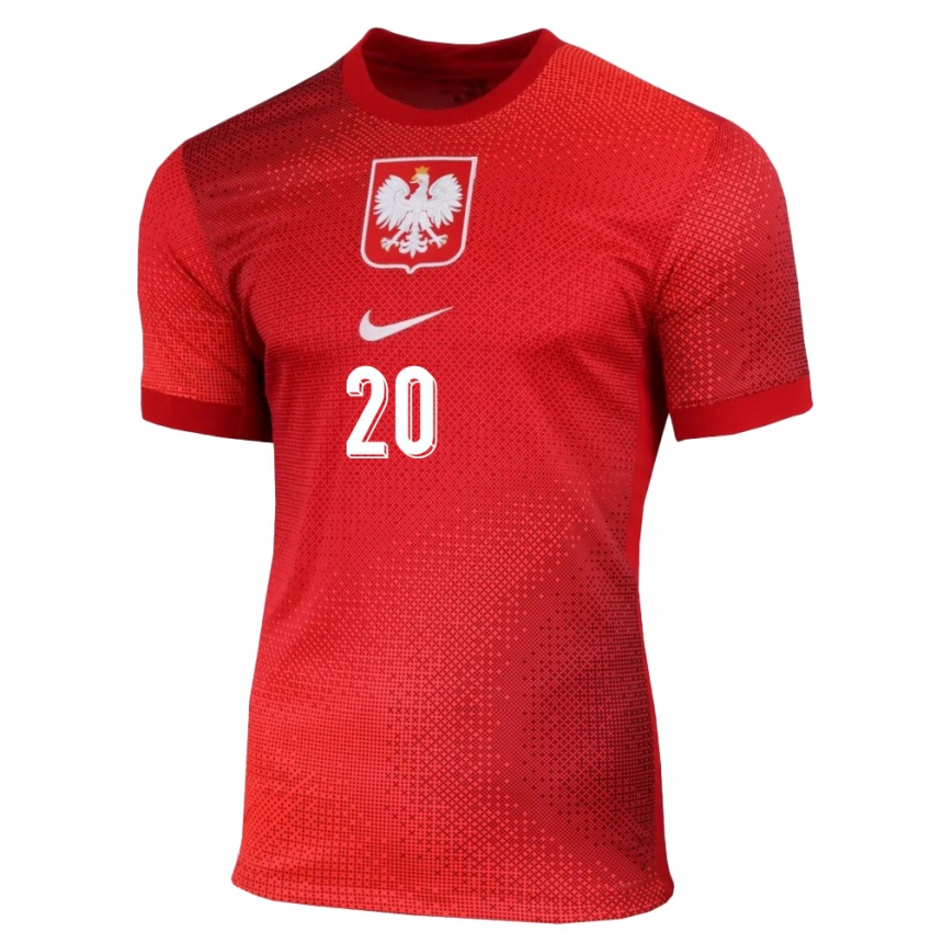 Men Football Poland Kacper Duda #20 Red Away Jersey 24-26 T-Shirt