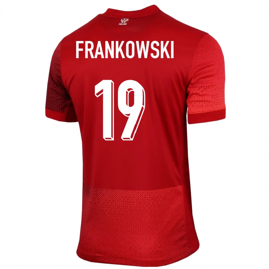 Men Football Poland Przemyslaw Frankowski #19 Red Away Jersey 24-26 T-Shirt