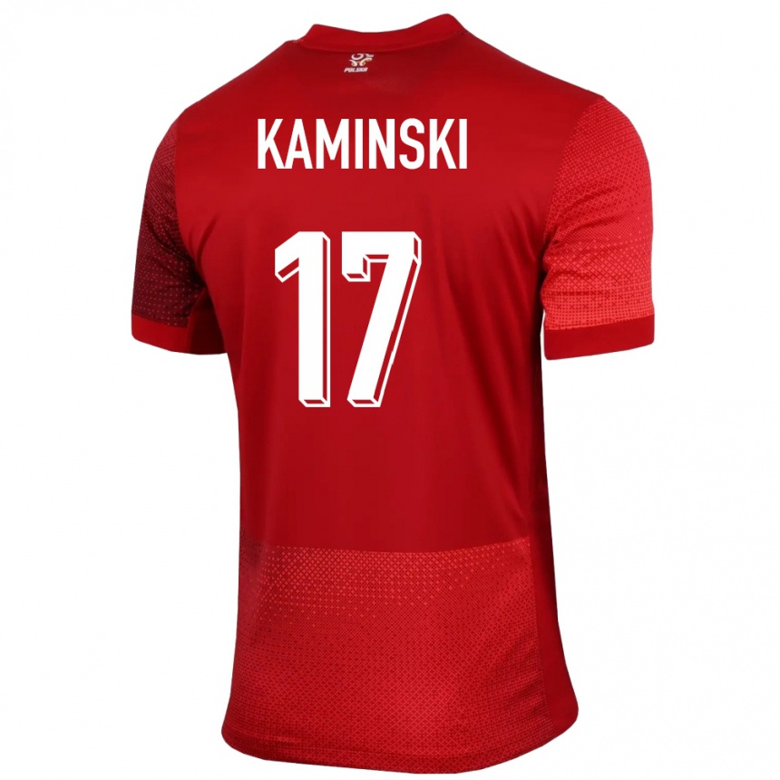 Men Football Poland Jakub Kaminski #17 Red Away Jersey 24-26 T-Shirt