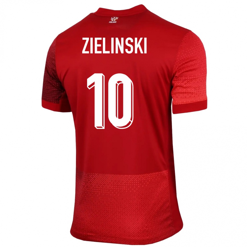 Men Football Poland Piotr Zielinski #10 Red Away Jersey 24-26 T-Shirt