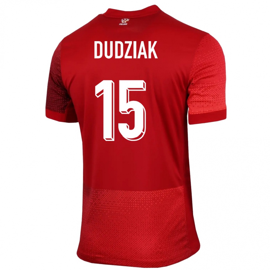 Men Football Poland Aleksandra Dudziak #15 Red Away Jersey 24-26 T-Shirt