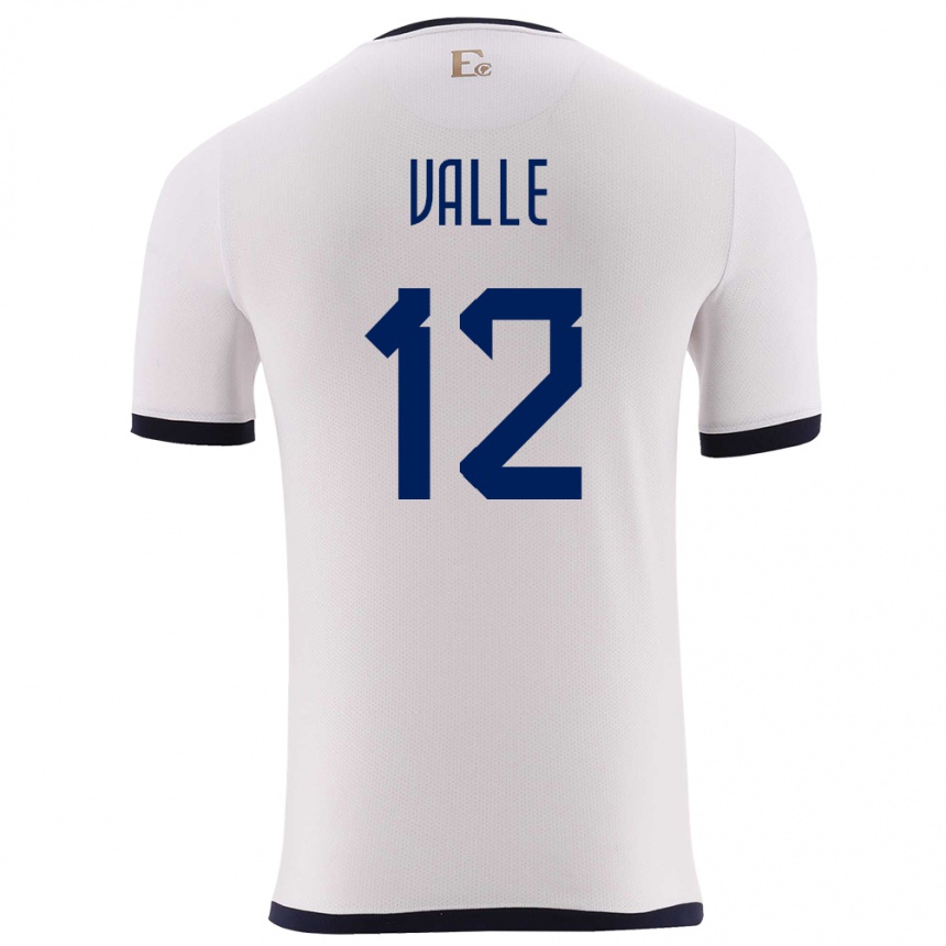 Men Football Ecuador Gonzalo Valle #12 White Away Jersey 24-26 T-Shirt