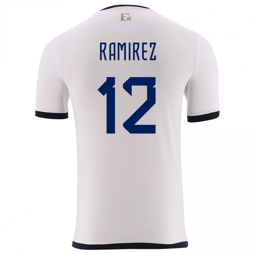Men Football Ecuador Moises Ramirez #12 White Away Jersey 24-26 T-Shirt