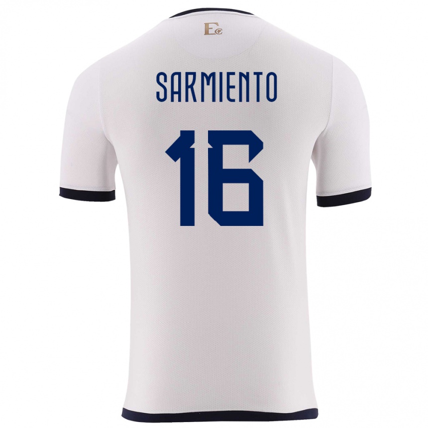 Men Football Ecuador Jeremy Sarmiento #16 White Away Jersey 24-26 T-Shirt