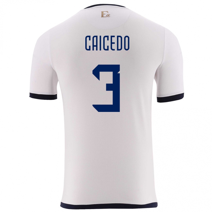 Men Football Ecuador Jessy Caicedo #3 White Away Jersey 24-26 T-Shirt