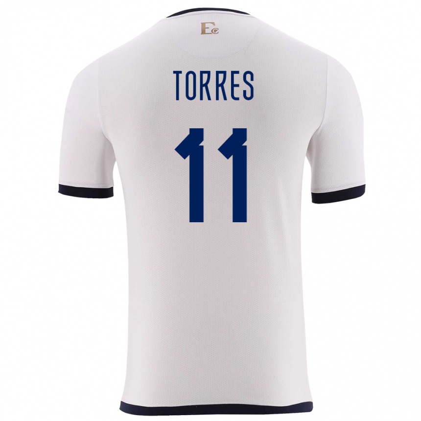 Men Football Ecuador Ambar Torres #11 White Away Jersey 24-26 T-Shirt