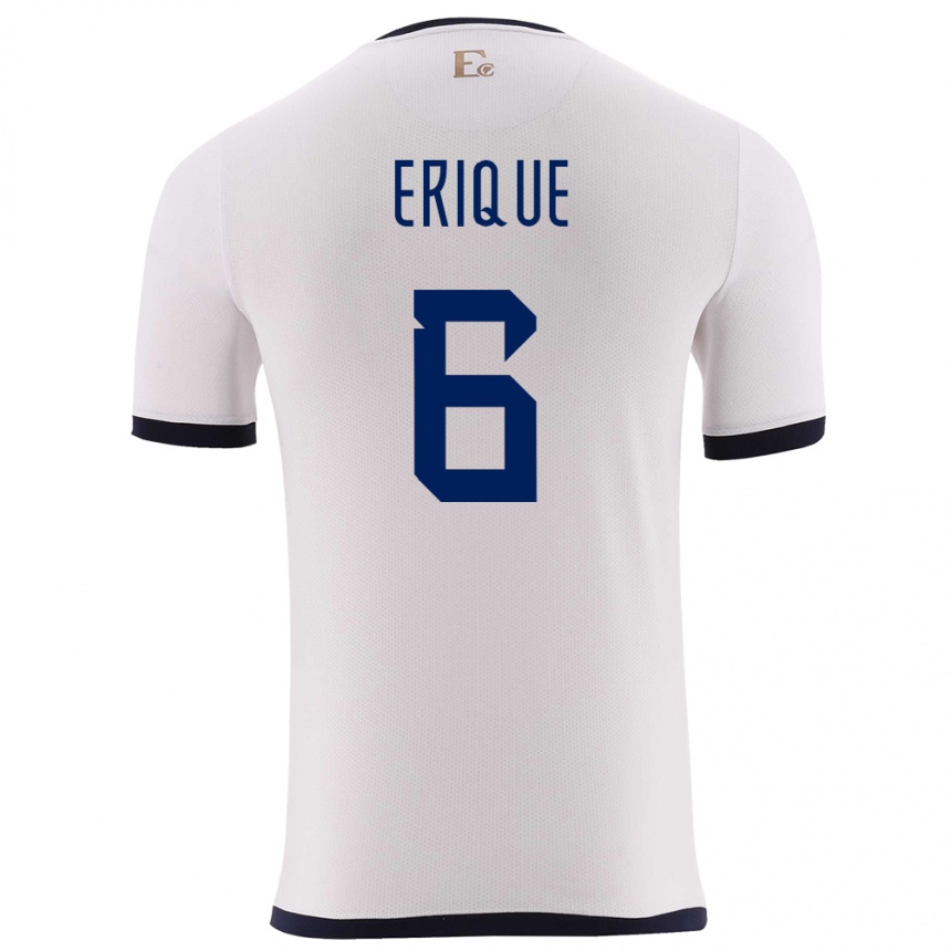 Men Football Ecuador Yeltzin Erique #6 White Away Jersey 24-26 T-Shirt