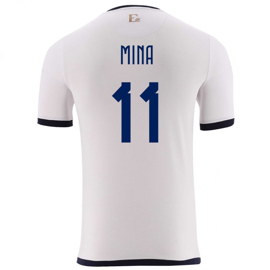 Men Football Ecuador Ariel Mina #11 White Away Jersey 24-26 T-Shirt