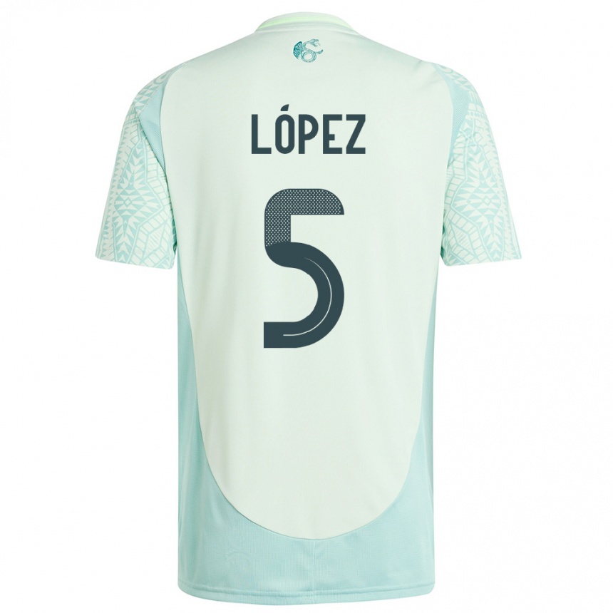 Men Football Mexico Jimena Lopez #5 Linen Green Away Jersey 24-26 T-Shirt