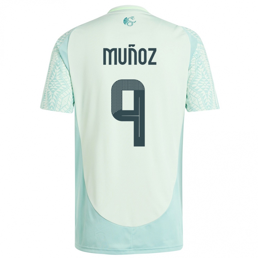 Men Football Mexico Santiago Munoz #9 Linen Green Away Jersey 24-26 T-Shirt