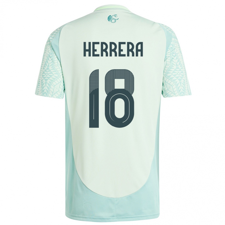 Men Football Mexico Ozziel Herrera #18 Linen Green Away Jersey 24-26 T-Shirt