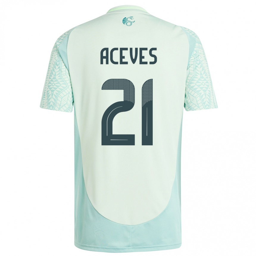 Men Football Mexico Daniel Aceves #21 Linen Green Away Jersey 24-26 T-Shirt