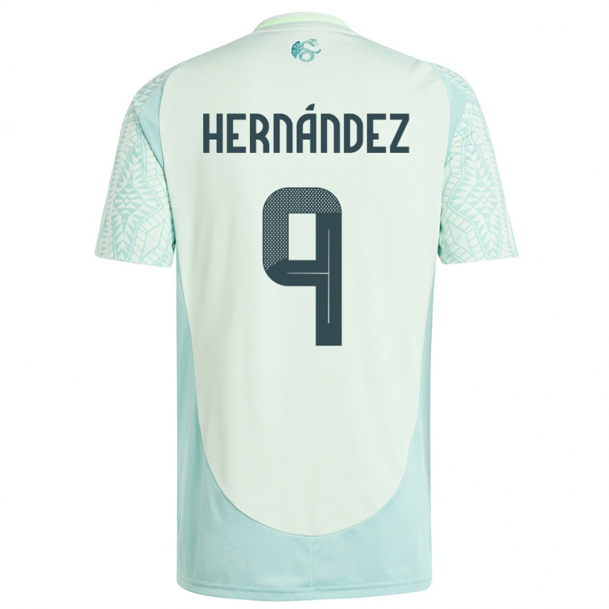 Men Football Mexico Jesus Hernandez #9 Linen Green Away Jersey 24-26 T-Shirt