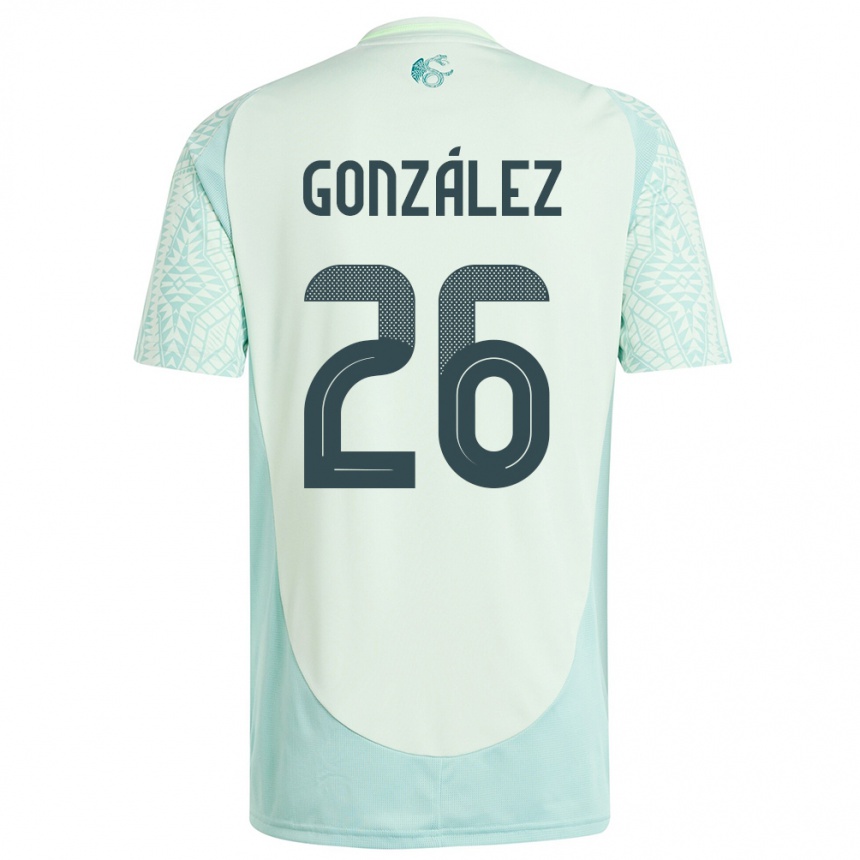 Men Football Mexico Bryan Gonzalez #26 Linen Green Away Jersey 24-26 T-Shirt