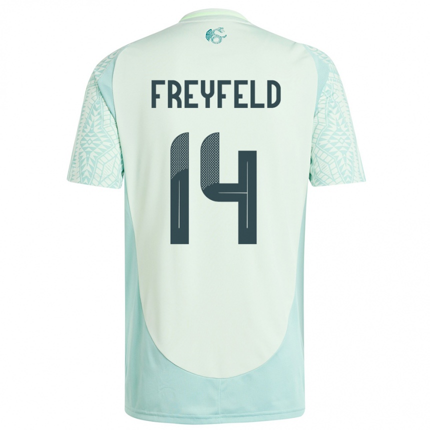 Men Football Mexico Emiliano Freyfeld #14 Linen Green Away Jersey 24-26 T-Shirt