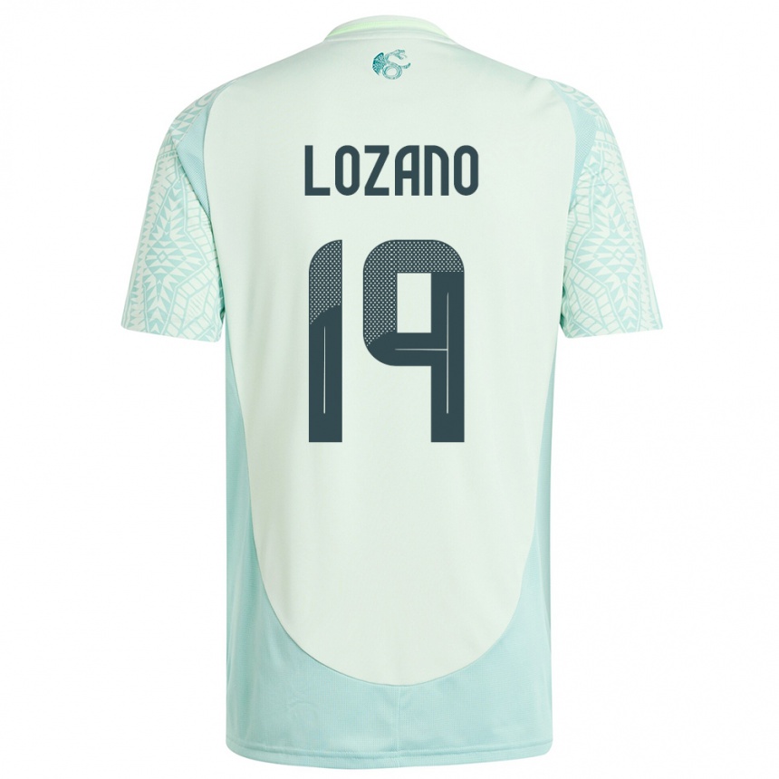 Men Football Mexico Esteban Lozano #19 Linen Green Away Jersey 24-26 T-Shirt