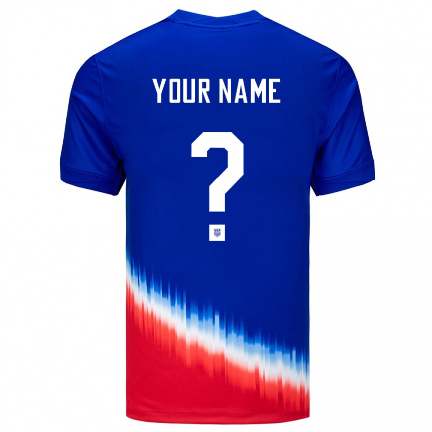 Men Football United States Your Name #0 Blue Away Jersey 24-26 T-Shirt