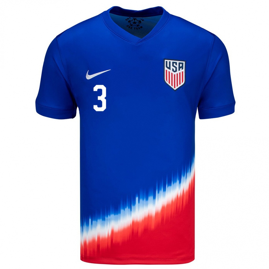 Men Football United States Noah Allen #3 Blue Away Jersey 24-26 T-Shirt