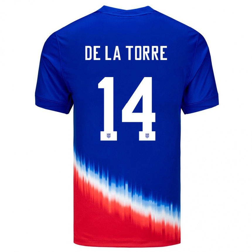 Men Football United States Luca De La Torre #14 Blue Away Jersey 24-26 T-Shirt