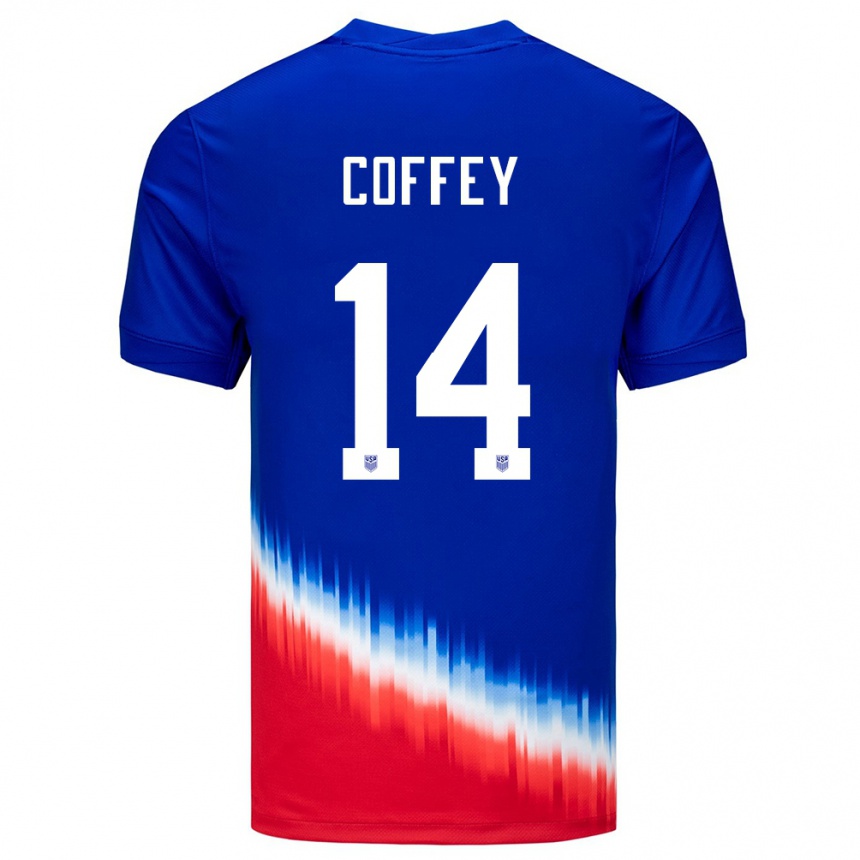 Men Football United States Sam Coffey #14 Blue Away Jersey 24-26 T-Shirt