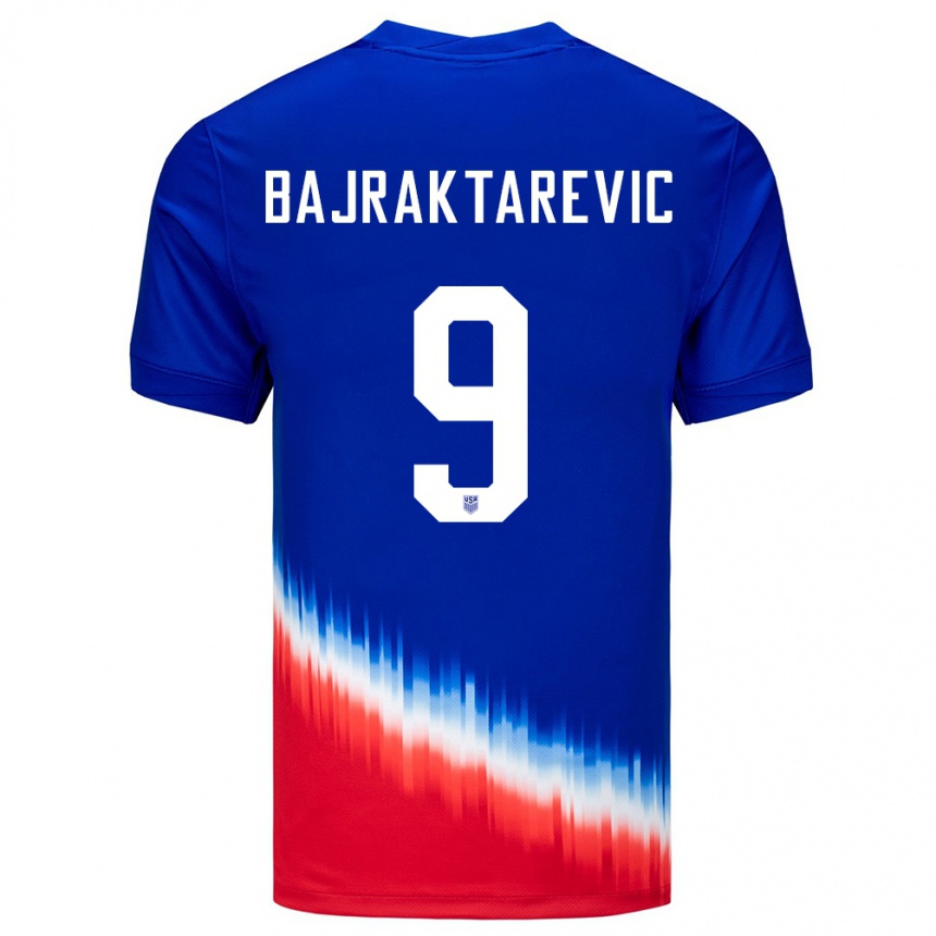 Men Football United States Esmir Bajraktarevic #9 Blue Away Jersey 24-26 T-Shirt