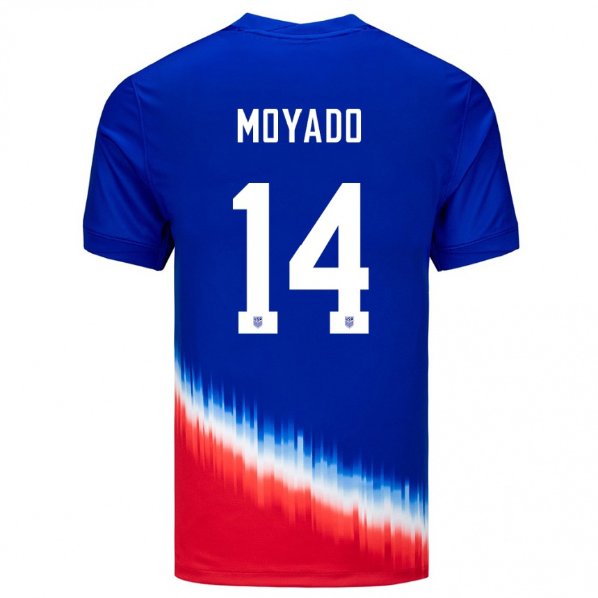 Men Football United States Bryan Moyado #14 Blue Away Jersey 24-26 T-Shirt